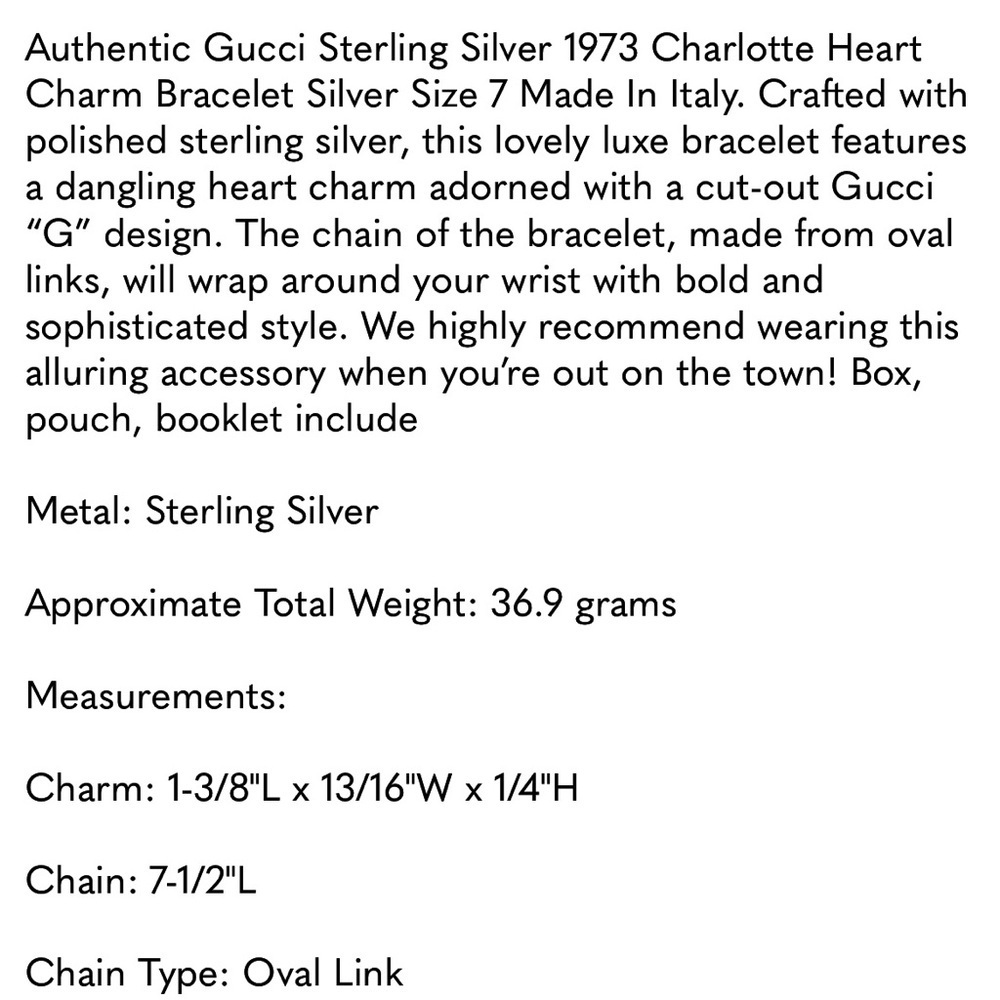 Gucci nwt heart bracelet - Picture 6 of 8